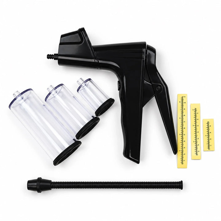 Complete new Deluxe pump kit with three cylinders, hose and ruler stickers