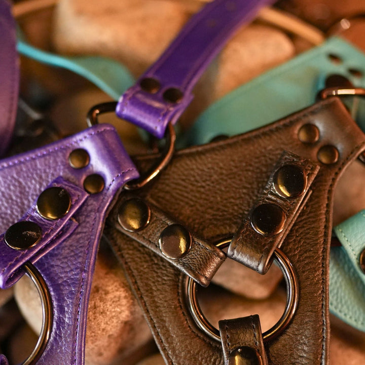 Leather strap-on harness fit and strap detail 8