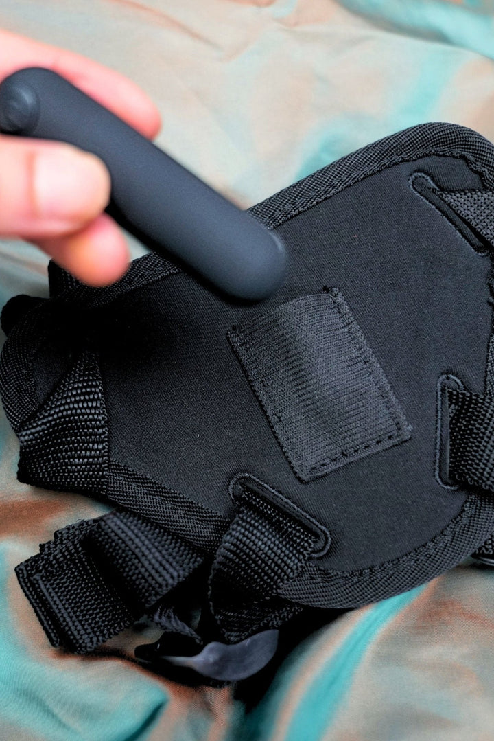 Bullet vibe in Explorer harness pleasure pocket