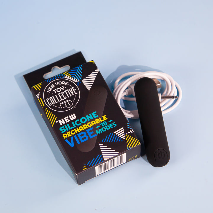 Silicone rechargeable bullet vibrator, 10-speed, quiet and compact, New York Toy Collective