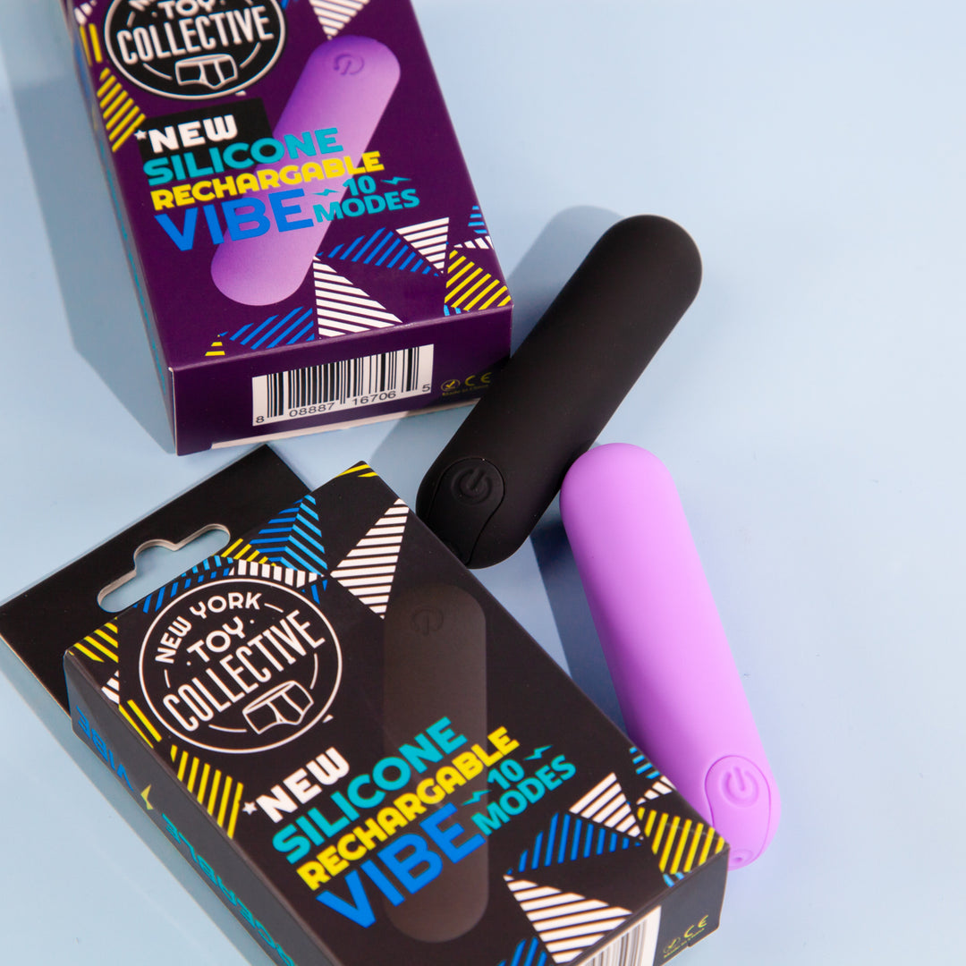 Silicone rechargeable bullet vibrator, 10-speed, quiet and compact, New York Toy Collective