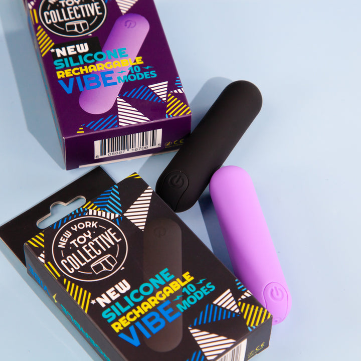 Silicone rechargeable bullet vibrator, 10-speed, quiet and compact, New York Toy Collective