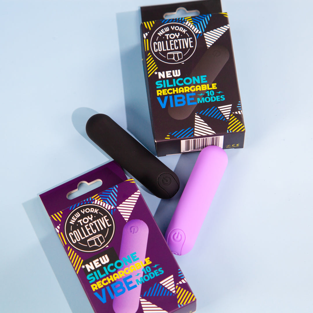 Silicone rechargeable bullet vibrator, 10-speed, quiet and compact, New York Toy Collective