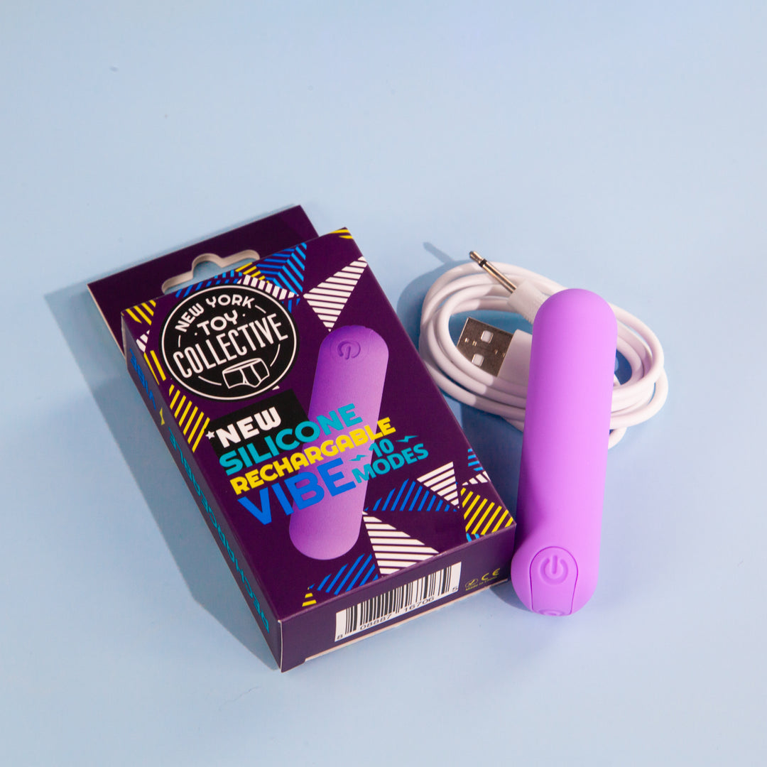 Silicone rechargeable bullet vibrator, 10-speed, quiet and compact, New York Toy Collective