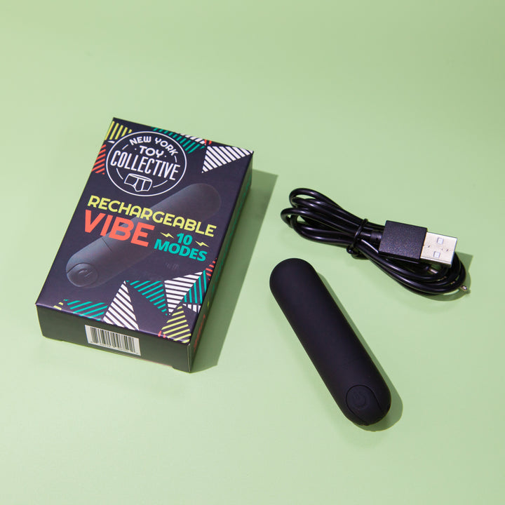 Waterproof bullet vibe with box and USB charger, New York Toy Collective